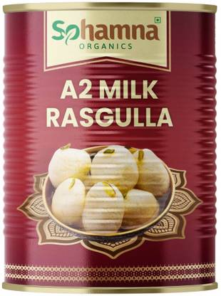 sohamna organics A2 Milk Rasgulla – Authentic, Ready-to-Eat Indian Sweet for All Occasions Tin