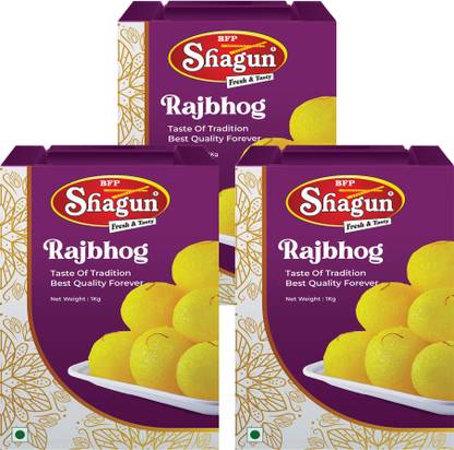 Bfp Shagun Rajbhog 3Kg (1Kg Pack of 3) Bikaneri Sweets Soft Vegetarian Tin