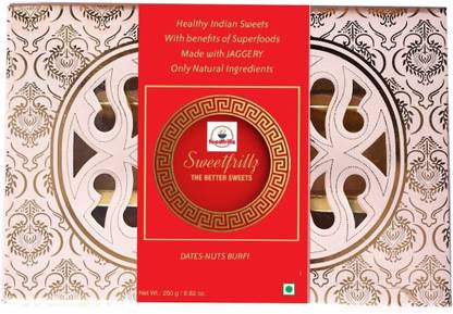 foodfrillz Dates-Nuts Indian Healthy Sweets, No Refined Sugar, Made with Jaggery, 250 g Festive Gift Box