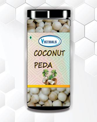 Victuals Coconut Peda 200g | Real Coconut Toffee Candy | Soft & Chewy Candy Plastic Bottle