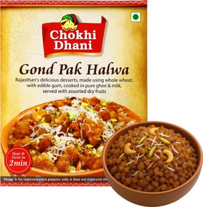 Chokhi Dhani Gond Pak Halwa Ready to Eat Indian Sweet Dish | Just heat & Eat (Pack of 1) Box