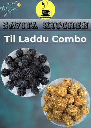Savita Kitchen Kale and Safed Til Ke Laddu Combo Pack (40 Pieces Approx) (400 G Each) (800 G) Box