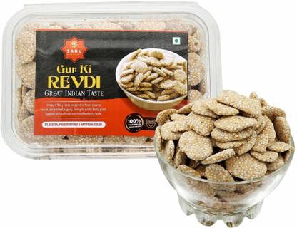 Sahu Gajak Bhandar Gur ki Revri 750 Gm | Revdi | Til Sweets | Rewdi | Gur Snacks Box