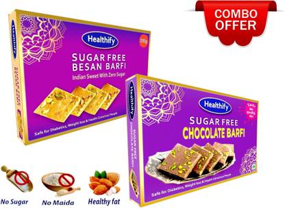 Healthify Sugar free Combo Besan Barfi & Chocolate Barfi ( 2x1 ) Box