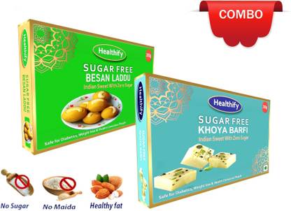 Healthify Sugar Free Besan Laddu & Khoya Barfi (2x1) Box