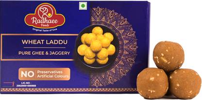 Radhaee Foods - Original Taste of Goa Chemical Free Jaggery & Pure Cow Ghee based Wheat Laddu 250GM Box