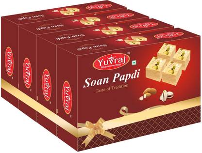 Yuvraj Food Product Soan papadi patisa sweet of Festival Gift combo pack of 4 ( 400 gm x 4 ) Box