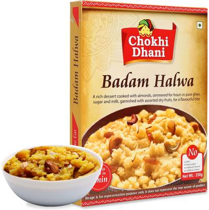 Chokhi Dhani Ready to Eat Badam Halwa Indian Sweet Dish | Just heat & Eat (Pack of 1) Box