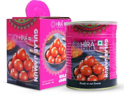 Hira Sweets Gulab Jamun 1 kg | Ready to Eat Indian Desert | Gulab Jamun Indian Sweets 1000 g Tin
