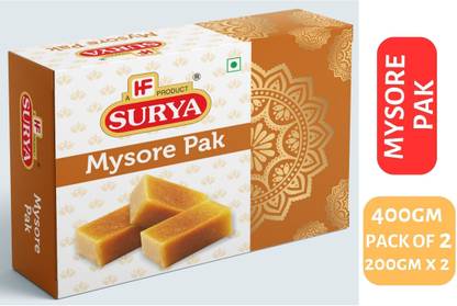 Surya 400gm MYSORE PAK |INDIAN SWEET (PACK OF 2; 200gm each) Box