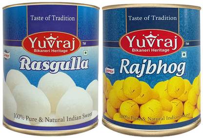 Yuvraj Food Product Combo of Rasgulla 1KG & Rajbhog 1KG Tin