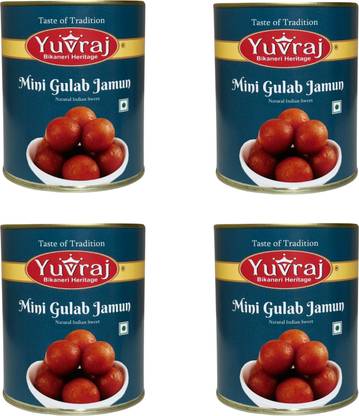 Yuvraj Food Product Mini Gulab jamun sweets combo 1 kg x 4 tin Can