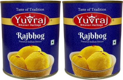 Yuvraj Food Product kesar Rajbhog sweets combo 1 kg x 2 tin Can