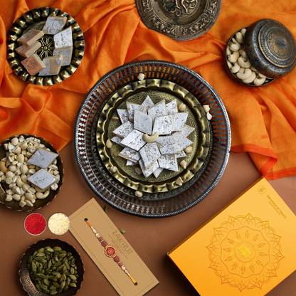 HyperFoods Rakhi with sweets for brother Kaju Katli 250 Grams Vacuum Pack