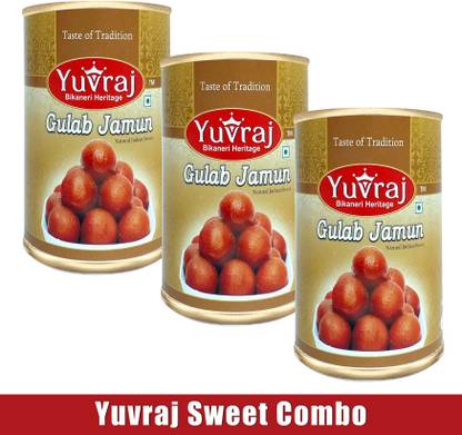 Yuvraj Food Product Gulab Jamun Indian Sweet Gift Combo pack of 3 ( 500 gm x 3 ) Tin