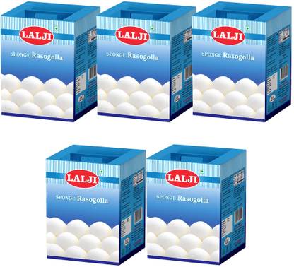 lalji Rasogolla 5Kg (1Kg x 5) Soft and Juicy Bengali Sweet Tin