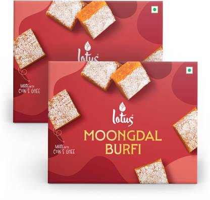 Lotus Dil Khushal Sweet Made with Cow Ghee, Moong Dal Barfi Box