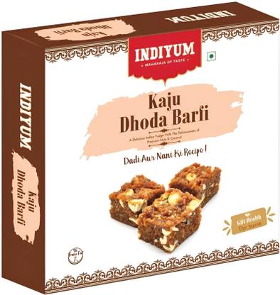 Indiyum Kaju Dodha Burfi | Indian Sweets | Made with Kaju & Nuts Box