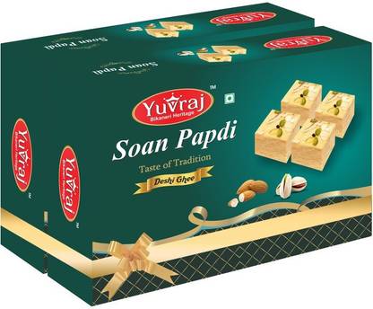 Yuvraj Food Product Desi Ghee Soan papadi (patisa ) Famous sweets ( 200 Gm X 2 ) combo pack Box