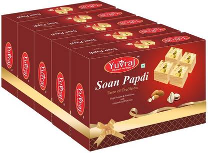 Yuvraj Food Product Soan papadi patisa sweet Family Gift combo pack of 6 ( 400 gm x 6 ) Box