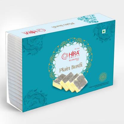 हीरा स्वीट्स प्लेन बर्फी 500gm | फ्रेश इंडियन ट्रेडिशनल मिठाई | बर्फी स्वीट्स बॉक्स