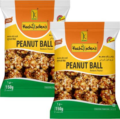 kozhikoden's Peanut Chikki Ball Crunchy & Nutritious Jaggery Sweet High Protein Energy Snack Pouch