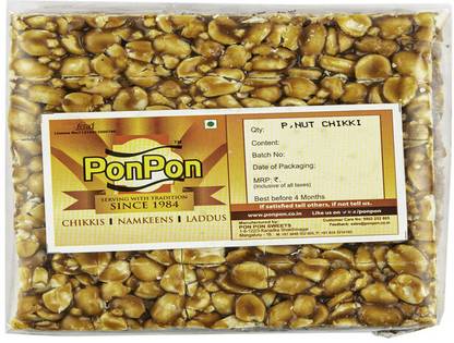 Ponpon Fresh, Sweet & Tasty Roasted Peanut Chikki Pouch