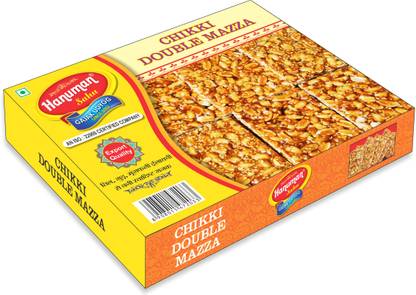HANUMAN SAHU GAJAK UDYOG Double Mazza Chikki Peanuts Chikki Jaggery Kadalai Mittai Singdana 250gm Box