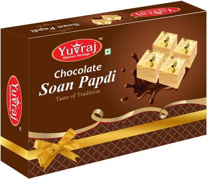 Yuvraj Food Product Chocolate Flavoured Soan papadi (patisa ) sweets 200 gm bpx Box