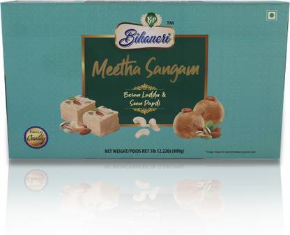 yfp bikaneri Meetha Sangam– Rasgulla & Soan Papdi Combo | Traditional Indian Sweets Gift Pack Box