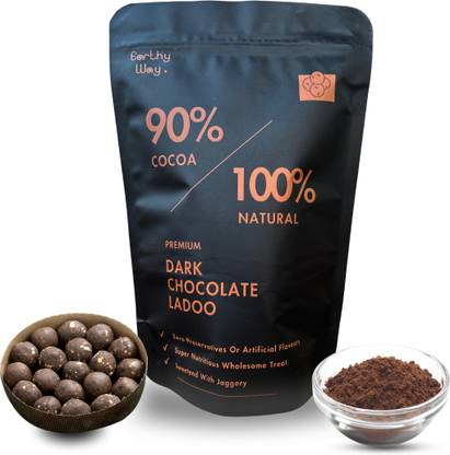 earthy way Dark Chocolate Ladoo 100% Natural, Healthy Ladoo, With Pure Desi Ghee & Almonds Pouch