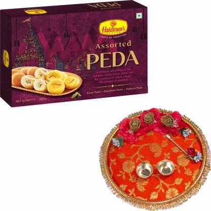 Haldiram's Nagpur Assorted Peda 500g Pack of 2 (500g x 2) With Puja Thali Box
