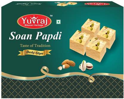 Yuvraj Food Product Desi Ghee Soan papadi (patisa ) Famous sweets 250 Gm pack Box