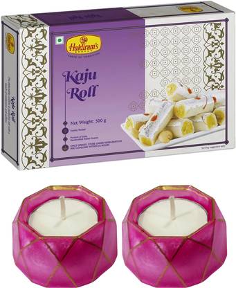 Haldiram's Nagpur Kaju Roll 500g with 2 Small Diya Box