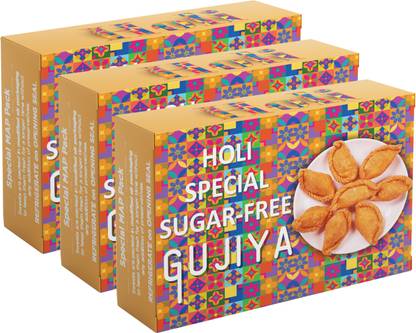 Delight Foods Holi Special Sugar Free Gujiya –Holi Gift Box,Mithai, Gunjiya, Gujia,Chandrakala Box