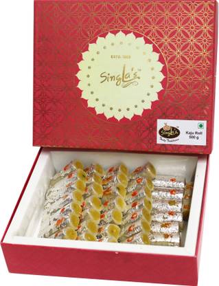 singla's Kaju Burfi Roll 500g Delicious Sweet Box