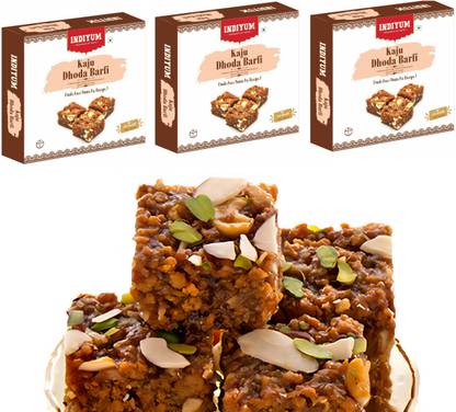 Indiyum Kaju Dodha Burfi | Indian Sweets | Made with Kaju & Nuts Box