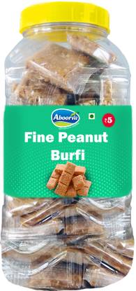 ABOORVA Fine Peanut Burfi 50 pcs Jar | Fresh And Delicious Chikkis | Soft Jaggery Burfi Plastic Bottle