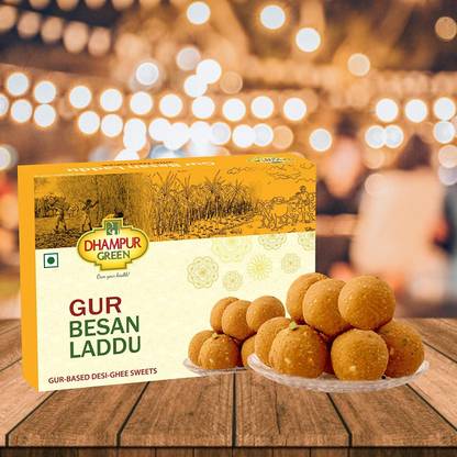 DHAMPUR GREEN Gur Besan Laddu |Laddoo | Sweets 500gram Box