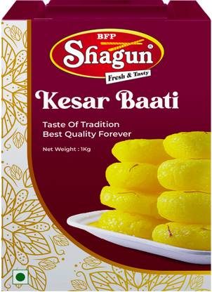 Bfp Shagun Kesar Bati 1Kg Bikaneri Sweets Soft Vegetarian Tin