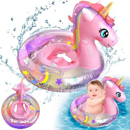 Tera13 Swimming Tube for Kids with Manual Pump Baby Unicorn Shape Swimmin Tubes Safe Inflatable Swim Floats for Kids Swim Floatation Belt