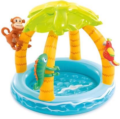 KidsZeeNie Tropical Island Canopy Baby Inflatable Swimming Pool for Kids| Big Kiddie Baby Party Play Pool Tub for Kids | Portable Baby Bath Tub Indoor Outdoor Home Garden & Farmhouse Swim Floatation Belt