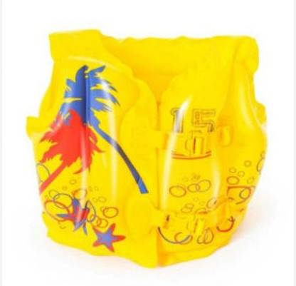 HornFlow Inflatable Tropical-Print Swim Vest Yellow Swim Floatation Belt
