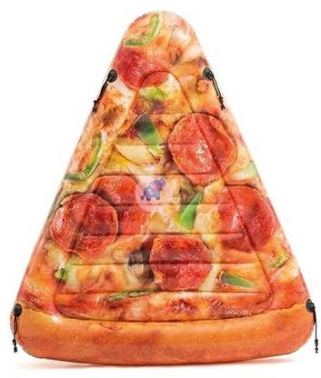 KidsZeeNie Pizza Slice Inflatable Floating Lounger with Headrest & Handles for Adult|Printed Food Design Air Bed Swimming Pool Party Rider for Water Games, Slides, Outdoor Summer Fun (Kids Age 6+) Swim Floatation Belt