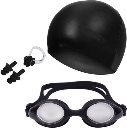 LIFE HUB THE MORNING PLAY Swimming Set Cap Google Ear Plug & Nose Clip Swimming Cap