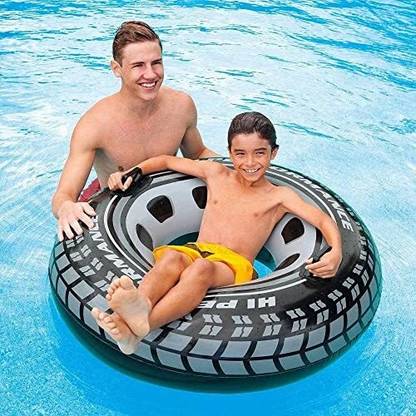 KNYUC MART Swimming Pool Tube for Adults Big Size Cool Black Wheel Tire Men Swimming Ring Swimming Cap