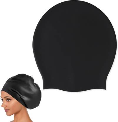 LQZ Extra Large Swim Caps for Dreadlocks Braids Black Swimming Cap