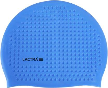 Lactra MS-LONG-HAIR-DOTTED-SILICONE-CAP-SKYBLUE Swimming Cap