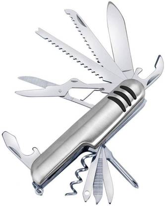 stupefying All in One Compact Stainless Steel Multipurpose knife 11 Function Multi Utility Swiss Knife