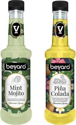Bevaro Mint Mojito Syrup and Pina Colada Syrup Combo, 300ml each Pina Colada + Mint Mojito